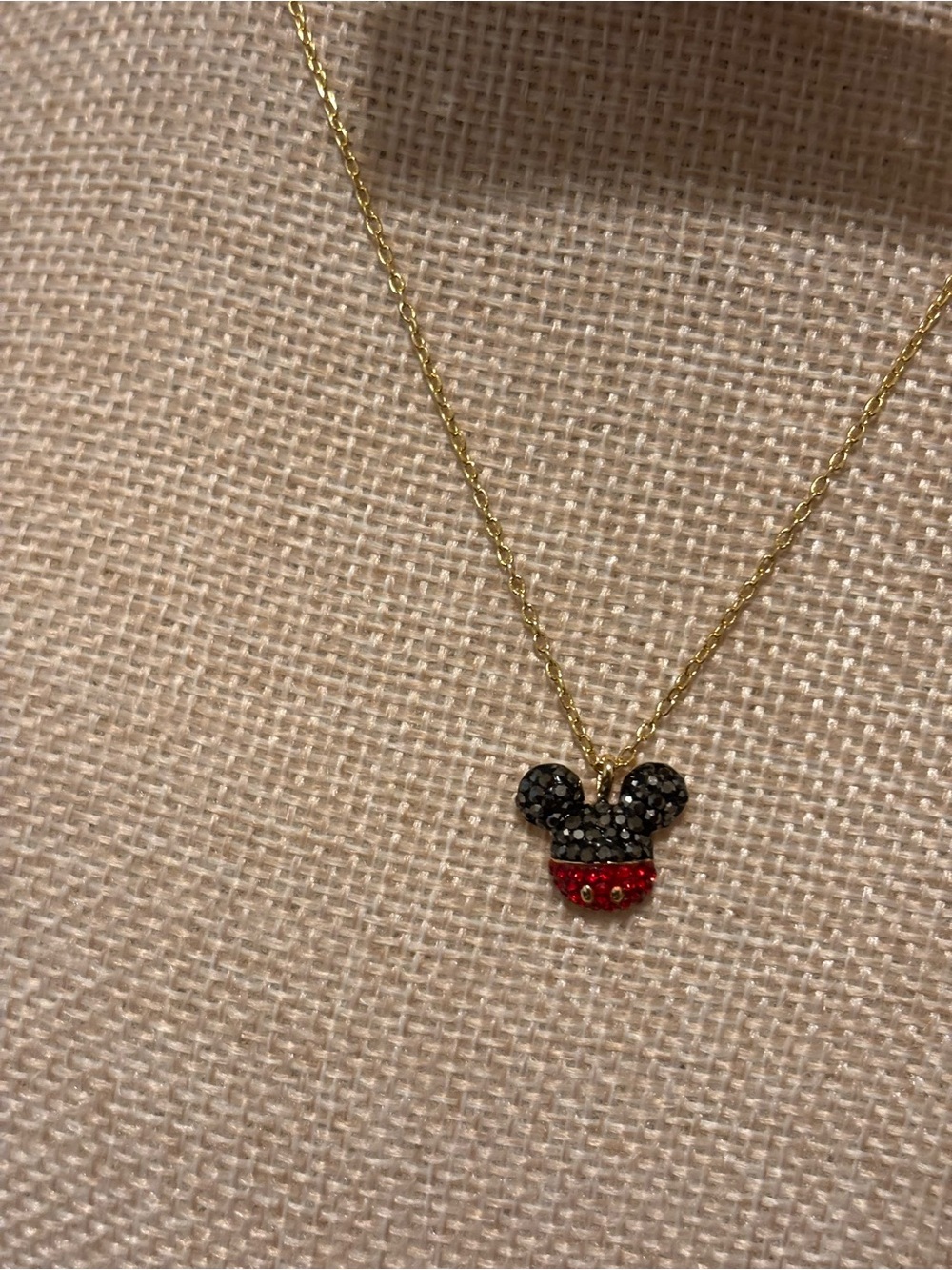 Swarovski Gold-Tone Necklace with Black and Red Crystal Mickey Pendant